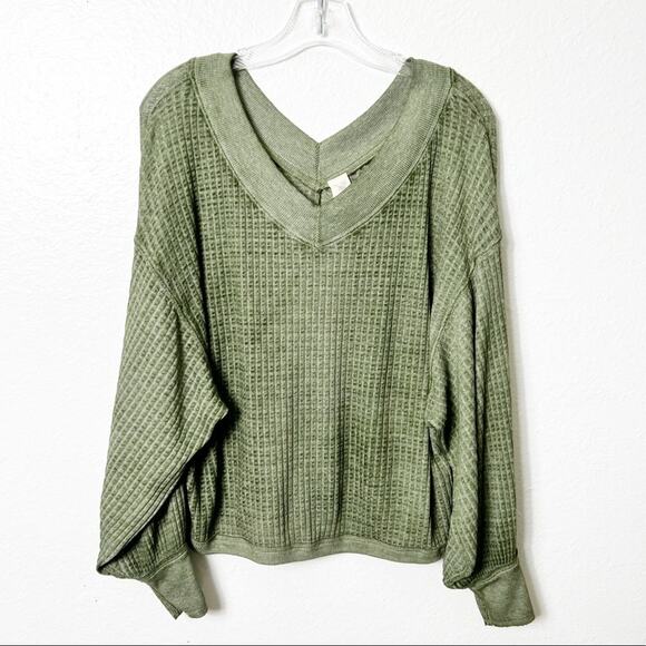 Free People Southside Thermal in Cindered Olive Women Cotton Polyester Size XS - Picture 2 of 6